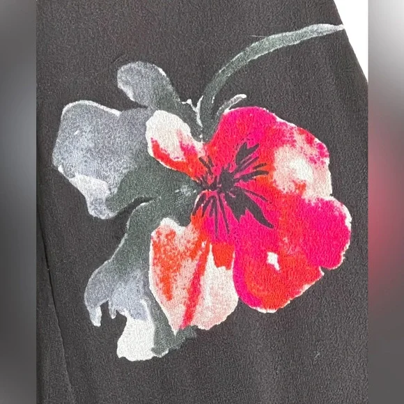 NWT Witchery Womens Dress Black Size 12 V-Neck Sheer Sleeves Maxi Red Flower - Picture 6 of 16